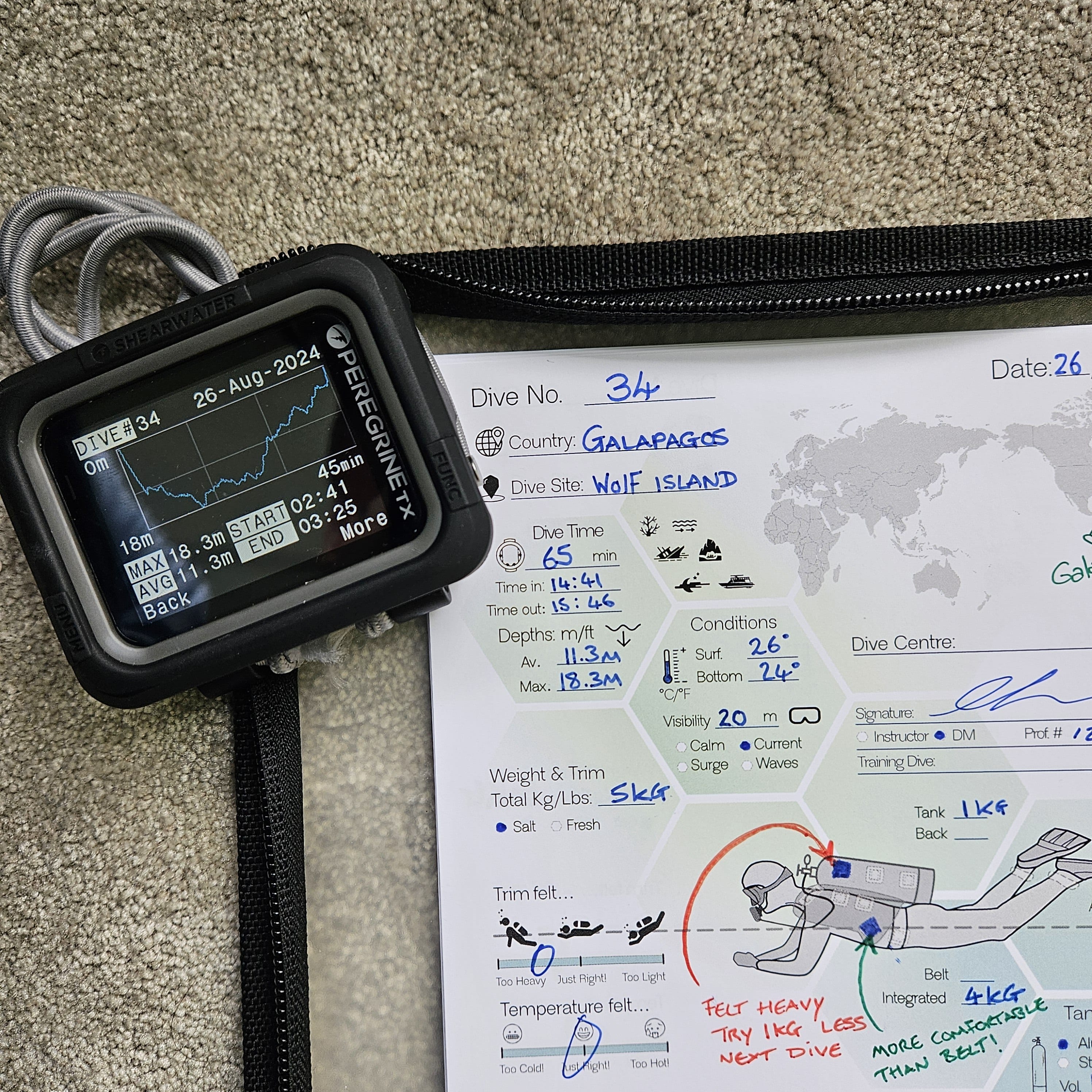 A dive logbook, ready for its first entries